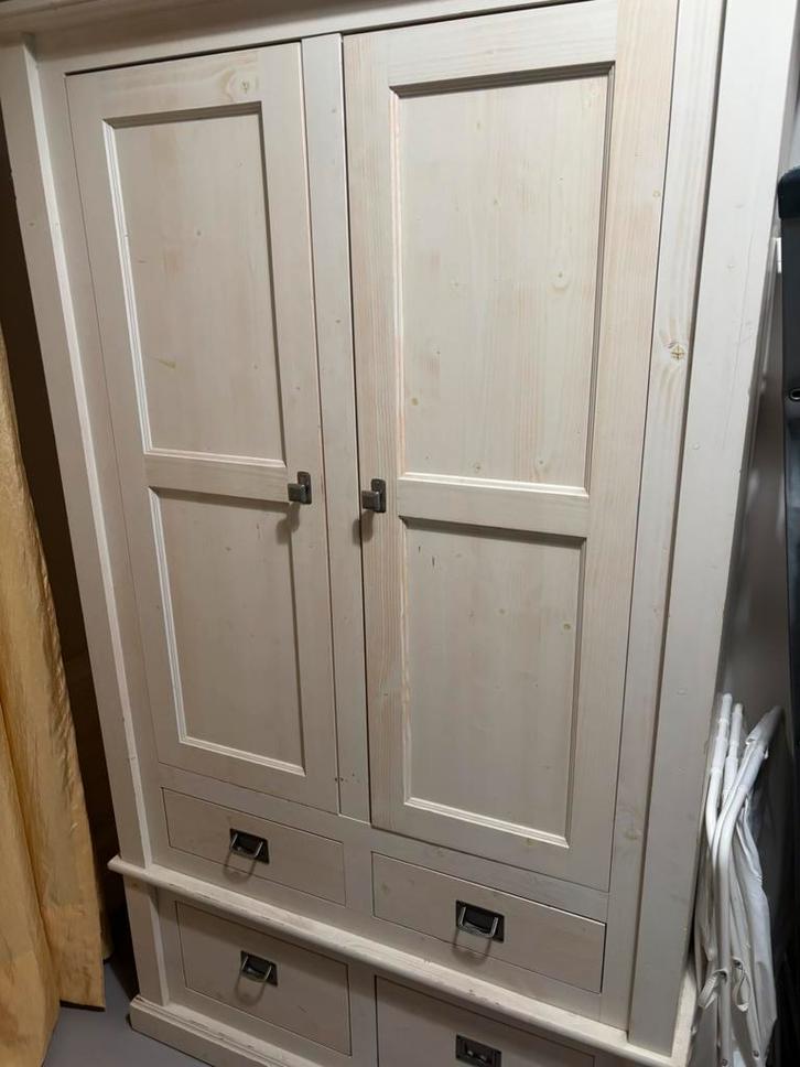 Lifetime tweedeurs kast whitewash 4 lades, Huis en Inrichting, Kasten | Kledingkasten, Gebruikt, 150 tot 200 cm, 100 tot 150 cm