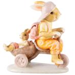 Dekoratief - pasen - beeld konijn op fiets oranje, Diversen, Pasen, Nieuw, Ophalen of Verzenden