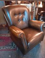 Klassieke lederen Engelse fauteuil in zeer goede staat., Huis en Inrichting, Fauteuils, Ophalen, Zo goed als nieuw, 75 tot 100 cm