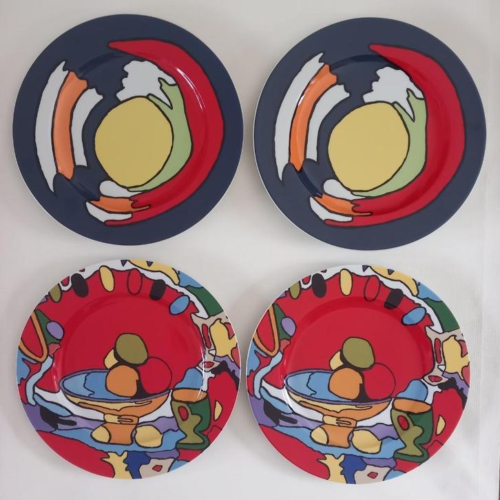 Hans Potters Bergen 2 sets van 2 design borden, Antiek en Kunst, Antiek | Wandborden en Tegels, Ophalen of Verzenden