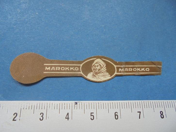 Oude sigarenband MAROKKO met afbeelding Arabier., Verzamelen, Rookartikelen, Aanstekers en Luciferdoosjes, Zo goed als nieuw, Sigarenbandjes