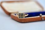 Vintage 9 karaat ring met saffier, Vintage, Vintage, Vintage, Ophalen of Verzenden