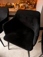 Zwarte Velvet Eetkamerstoelen, Huis en Inrichting, Gebruikt, Zwart, Ophalen of Verzenden, Vier