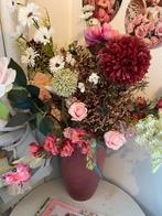 Hogr roste vaas /bloempot met groot nep boeket, Huis en Inrichting, Ophalen of Verzenden, Zo goed als nieuw