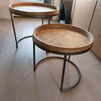 Brons kleurig stalen bijzettafels., 45 tot 60 cm, Minder dan 55 cm, Metaal of Aluminium, Rond