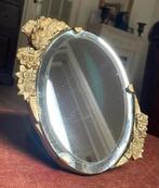 Kleine ovale staande spiegel goudkleurige rand, Antiek en Kunst, Antiek | Spiegels, Ophalen of Verzenden, Ovaal
