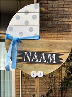 Geboortebord Grote Kinderwagen met Blauwe Strik., Ophalen of Verzenden, Nieuw, Geboortebord