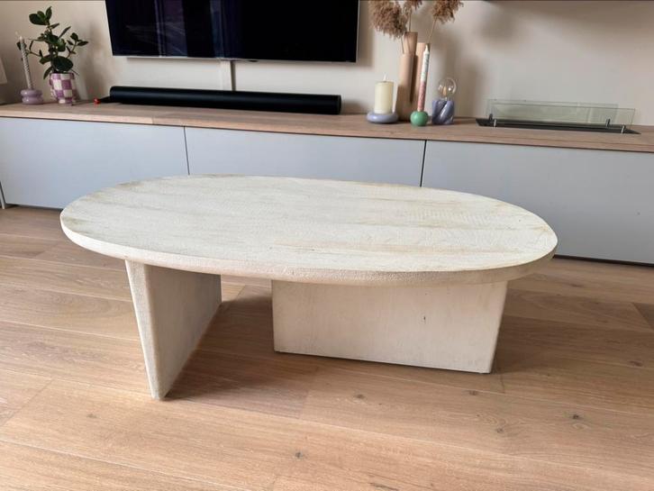 WOOOD Salontafel Seam Wit - 110x60 cm, Huis en Inrichting, Tafels | Salontafels, Zo goed als nieuw, Minder dan 50 cm, 50 tot 100 cm