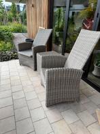 Twee verstelbare tuinstoelen met hocker, Tuin en Terras, Tuinsets en Loungesets, 2 zitplaatsen, Hocker, Ophalen of Verzenden, Zo goed als nieuw
