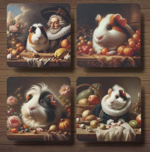 Cavia Barok onderzetters met houder, Huis en Inrichting, Woonaccessoires | Onderzetters, Nieuw, Glas of Kopje, Ophalen of Verzenden