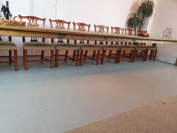 Grote unieke franse kloostertafels smalle lange tafels 