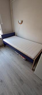 eenpersoonsbed + Matras, Huis en Inrichting, Slaapkamer | Bedden, 100 cm, Blauw, 210 cm, Eenpersoons