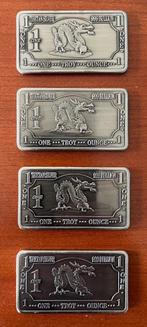 4x one troy ounce tibetan silver bar's (afbeelding met draak, Verzenden, Zilver