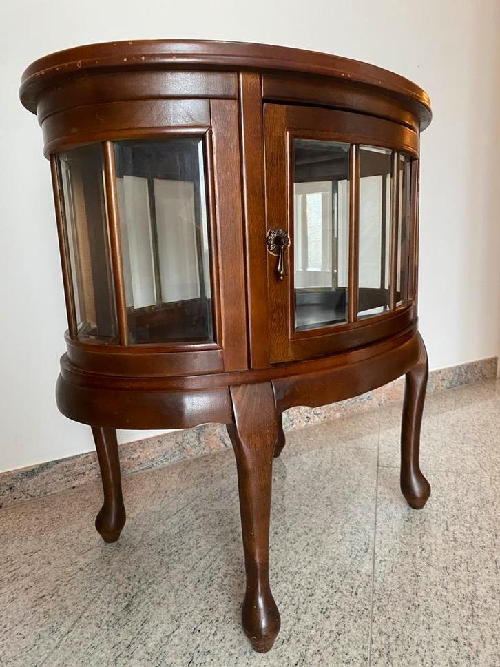 Antiek Teakhouten Theekastje met Facet Geslepen Glas, Antiek en Kunst, Antiek | Meubels | Kasten, Ophalen of Verzenden