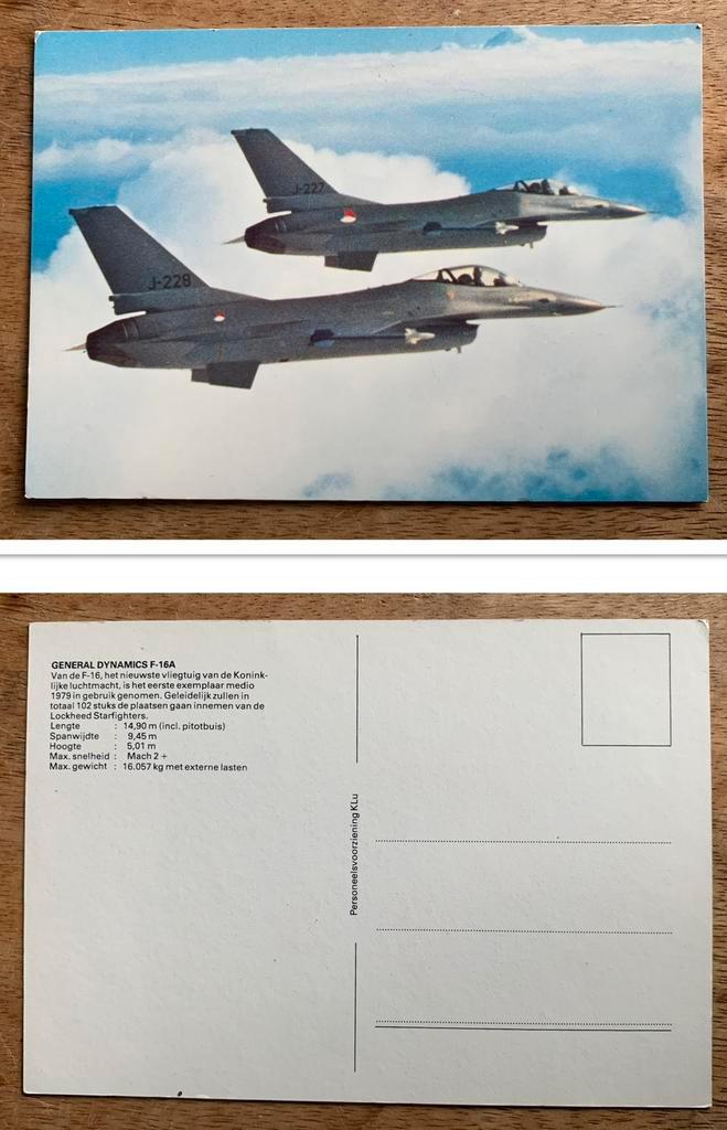 General Dynamics F16-A Ansichtkaart, Verzamelen, Militaria | Algemeen, Ophalen of Verzenden