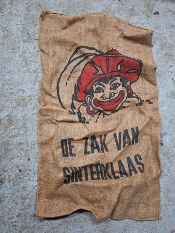 Jute zak van Sinterklaas met zwarte piet vintage nostalgie  beschikbaar voor biedingen
