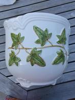 Grote in vintagestijl witte keramische bloempot, Tuin en Terras, 25 tot 40 cm, Rond, Binnen, Ophalen of Verzenden