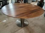 Mooie ronde notenhouten eettafel, Huis en Inrichting, Ophalen, 100 tot 150 cm, Design, Rond