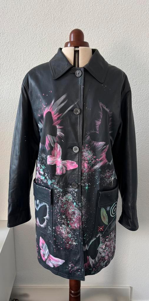 Skinflower mooie leren design Jas 🌸 Maat 44, Kleding | Dames, Jassen | Winter, Zo goed als nieuw, Maat 42/44 (L), Overige kleuren