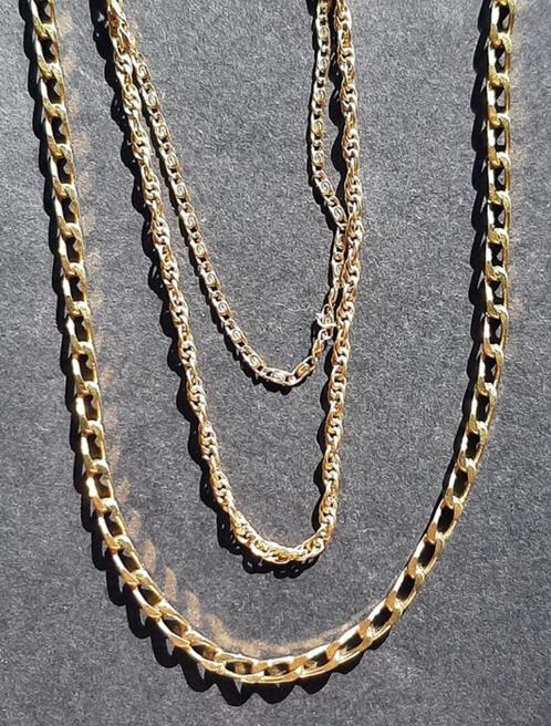 Driedelige Ketting 60 cm, verguld K27, Sieraden, Tassen en Uiterlijk, Kettingen, Zo goed als nieuw, Overige materialen, Goud, Verzenden