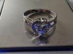 Witgouden ring hart met steentjes, 18 tot 19, Wit, Nieuw, Ophalen of Verzenden