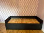 Ikea BRIMNES bedbank met 2 lades, Huis en Inrichting, Slaapkamer | Bedden, Ophalen, Gebruikt, Zwart, Tweepersoons