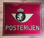 Belgische posterijen dubbelzijdige metalen bord, Verzamelen, Merken en Reclamevoorwerpen, Ophalen, Gebruikt, Reclamebord