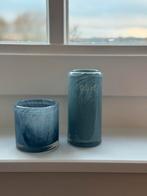 Vaasje en Waxinelichthouder van Dutz, Blauw, Aardewerk of Porselein, Ophalen of Verzenden, Zo goed als nieuw