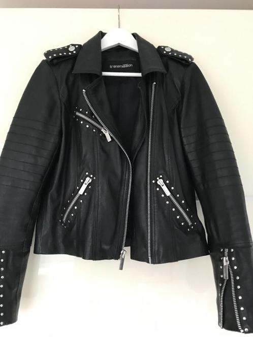 Stoer leren dames jackje Transmission, Kleding | Dames, Jasjes, Kostuums en Pakken, Zo goed als nieuw, Jasje, Maat 38/40 (M), Zwart