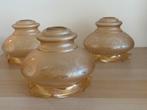 3 mooie vintage glazen lampenkappen, Huis en Inrichting, Lampen | Lampenkappen, Ophalen of Verzenden, Zo goed als nieuw, Rond