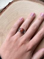 Rvs melano twisted ring oranje bruine goldstone zandsteen, Ophalen of Verzenden, 20 of groter, Zilver, Dame