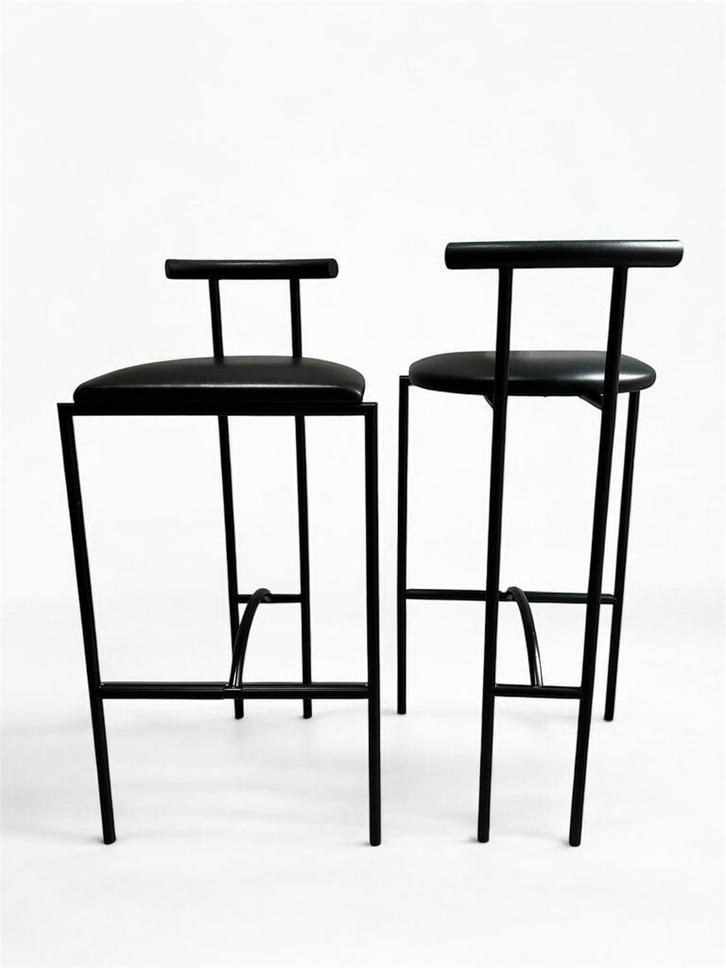 Bieffeplast Tokyo barkrukken ITALY 1985, Huis en Inrichting, Barkrukken, Zo goed als nieuw, 60 tot 90 cm, 2 krukken, Ophalen