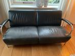 Leolux Scylla 2-zitsbank zwart leer, Ophalen, Gebruikt, Tweepersoons, Leer