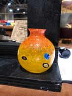 Murano Vaasje Oranje Geel - 6cm, Antiek en Kunst, Ophalen of Verzenden