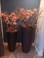 2 grote vazen met kunstbloemen/takken/decoratie, Ophalen of Verzenden, Zo goed als nieuw, 75 cm of meer