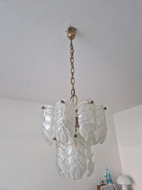 Prachtige plafondlamp iced murano bladeren Carl Fagerlund?, Huis en Inrichting, Lampen | Kroonluchters, Zo goed als nieuw, Glas