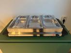 Buffetwarmer / Bordenwarmer - RVS - 3 Schalen, Witgoed en Apparatuur, Ophalen, Gebruikt, Elektrisch, Fondueset