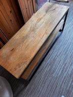 Massief houten tv-meubel zwart metalen frame – 120 cm breed, Ophalen, 100 tot 150 cm, Zo goed als nieuw, Minder dan 100 cm