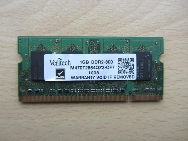 Veritech 1GB PC2-6400S 800 MHz DDR2 SODIMM, Computers en Software, RAM geheugen, 1 GB of minder, Ophalen of Verzenden, DDR2, Laptop