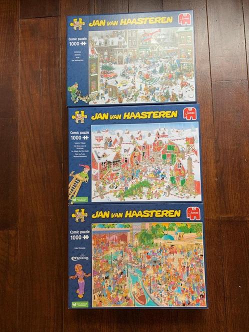 3x Jan van Haasteren puzzels 1000 stukjes, Hobby en Vrije tijd, Denksport en Puzzels, Zo goed als nieuw, Legpuzzel, 500 t/m 1500 stukjes