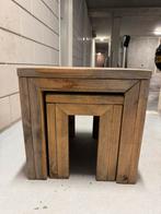 Steigerhouten salontafel duo, Huis en Inrichting, Tafels | Salontafels, Ophalen, Minder dan 50 cm, Vierkant, Minder dan 50 cm