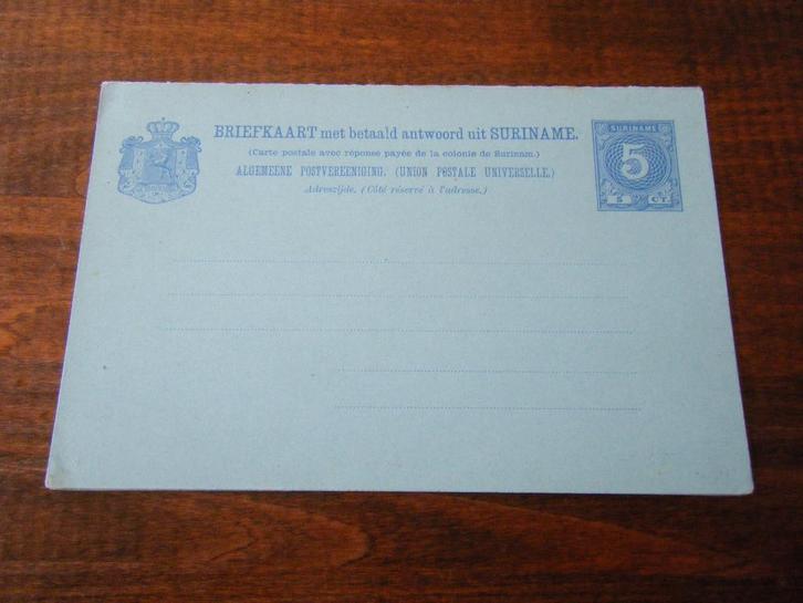 K17 - Briefkaart Suriname met betaald antwoord - 5 cent, Postzegels en Munten, Postzegels | Nederland, Ophalen of Verzenden