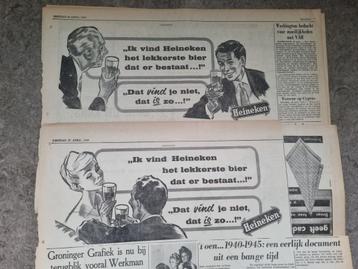 Advertenties Heineken lekkerste bier (krant 1960) beschikbaar voor biedingen
