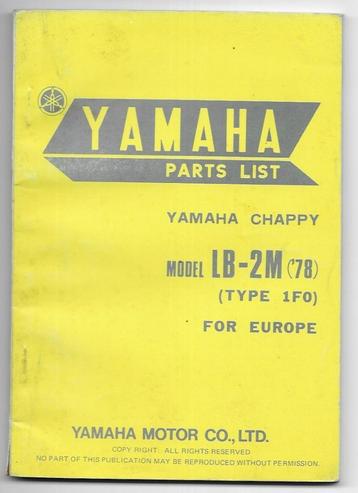 Yamaha Parts List Chappy model LB 2M 19'78 Europa (2231z) beschikbaar voor biedingen