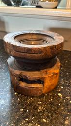 Landelijke robuuste houten kandelaar, Ophalen of Verzenden, Zo goed als nieuw, Hout, Minder dan 25 cm