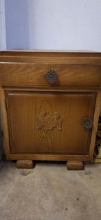 Vintage nachtkastje hout houtbewerking orginele handgrepen, Ophalen, Gebruikt, Hout, Minder dan 45 cm