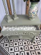 Groene Sidetable met Lade, Ophalen, Minder dan 50 cm, Zo goed als nieuw, Overige houtsoorten
