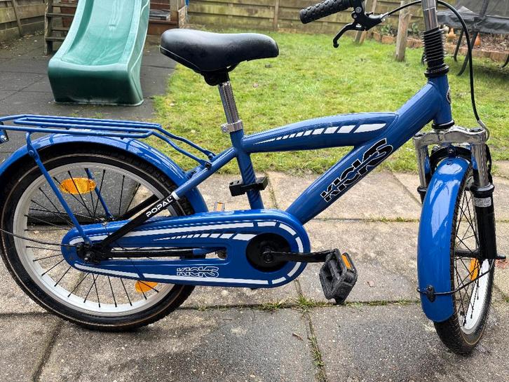 Kinderfiets Popal Kicks 18 inch blauw 5 t/m 7 jaar, Fietsen en Brommers, Fietsen | Kinderfietsjes, Gebruikt, 16 tot 20 inch, Ophalen