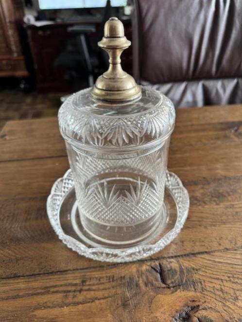 Antieke stolp met verzilverde dop, Antiek en Kunst, Antiek | Glas en Kristal, Ophalen of Verzenden
