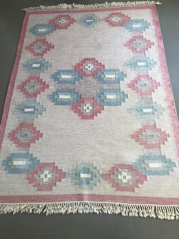 Vintage wollen Röllakan vloerkleed - Scandinavisch design beschikbaar voor biedingen